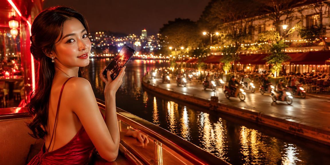 Người dùng Đà Lạt ngồi cà phê buổi tối trải nghiệm casino di động và nhận voucher giải trí