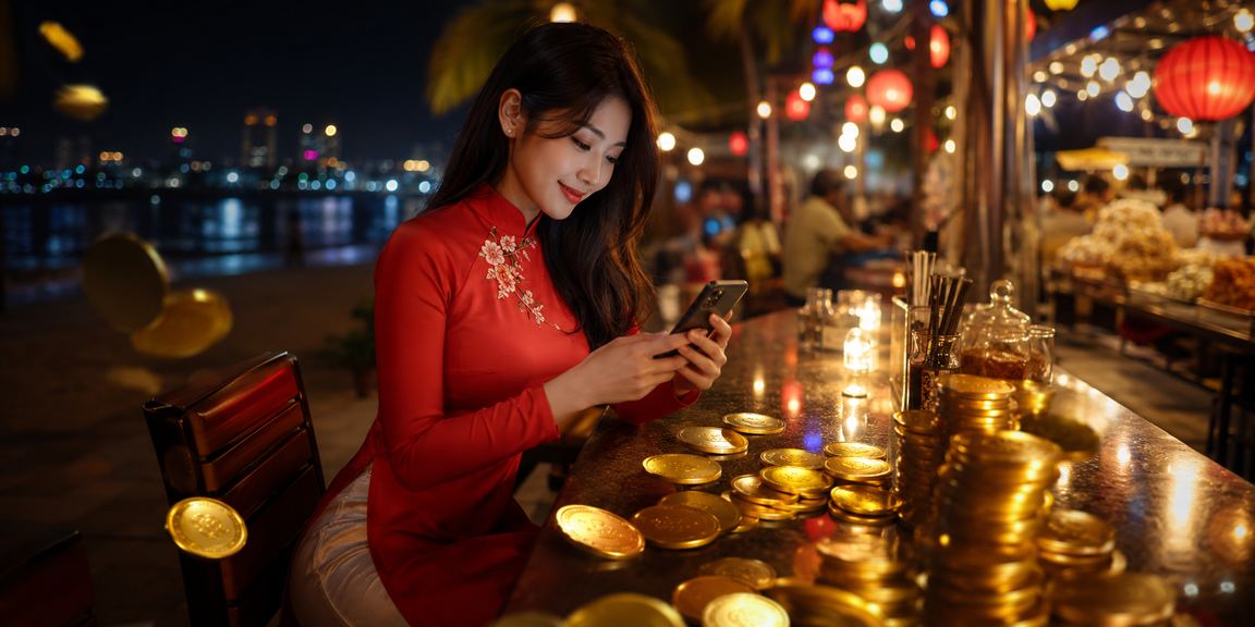 Người phụ nữ áo dài Mũi Né tham gia xổ số trực tuyến và nhận giải thưởng casino 1050
